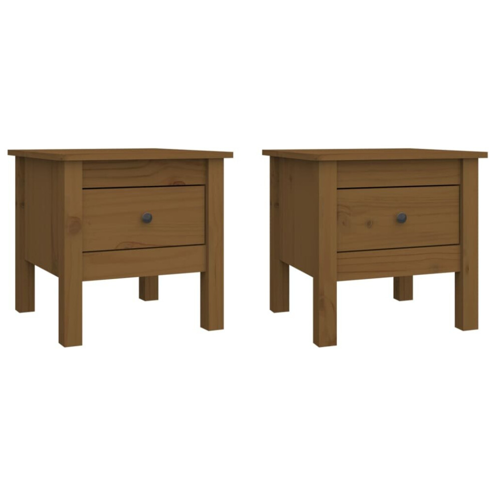 Vidaxl (Honey Brown, 40 X 40 X 39 Cm/2) 1/2X Solid Wood Pine Side Table Multi Colours 40X40x39 Cm/50X50x49 Cm