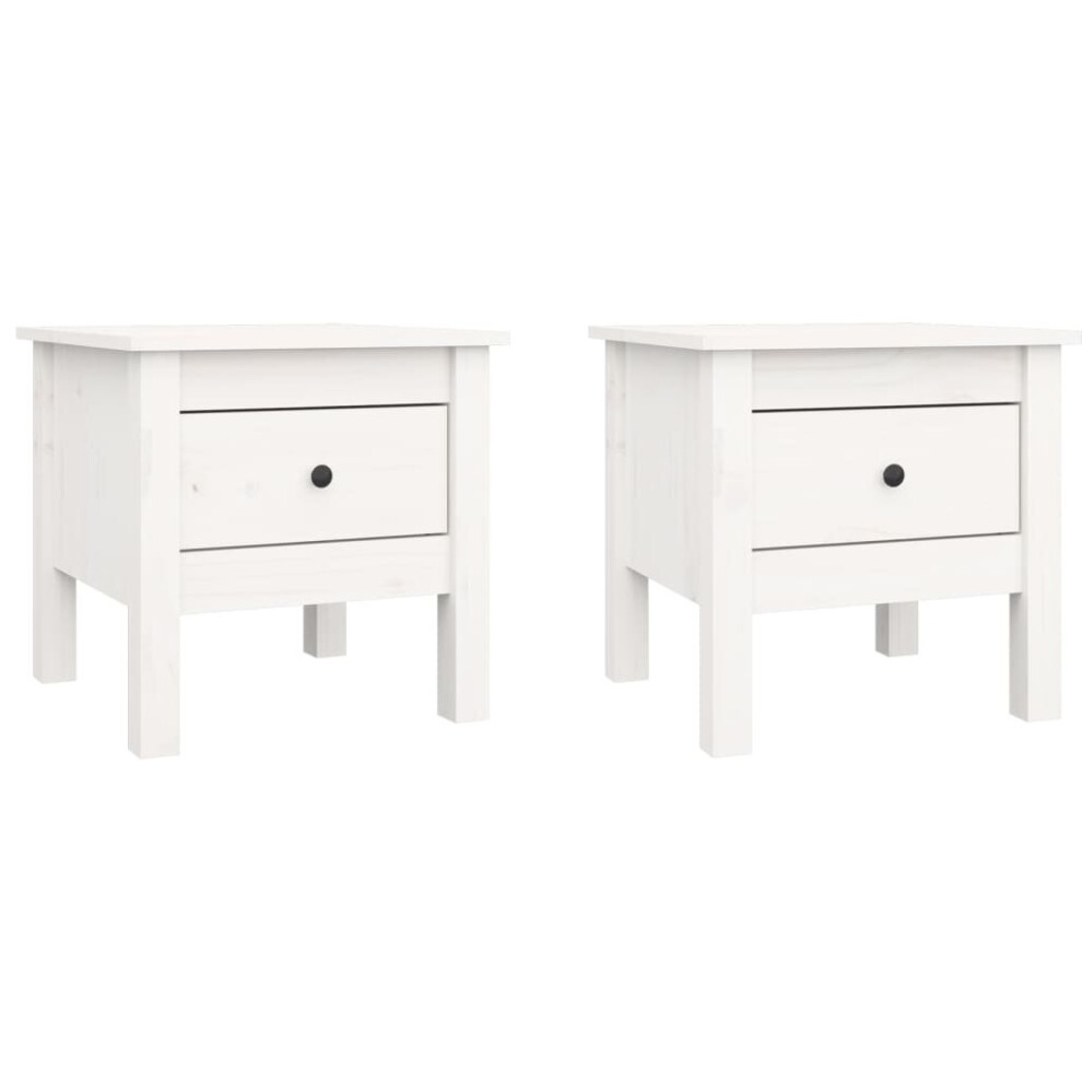 (white, 40 x 40 x 39 cm/2) vidaXL 1/2x Solid Wood Pine Side Table Multi Colours 40x40x39 cm/50x50x49 cm