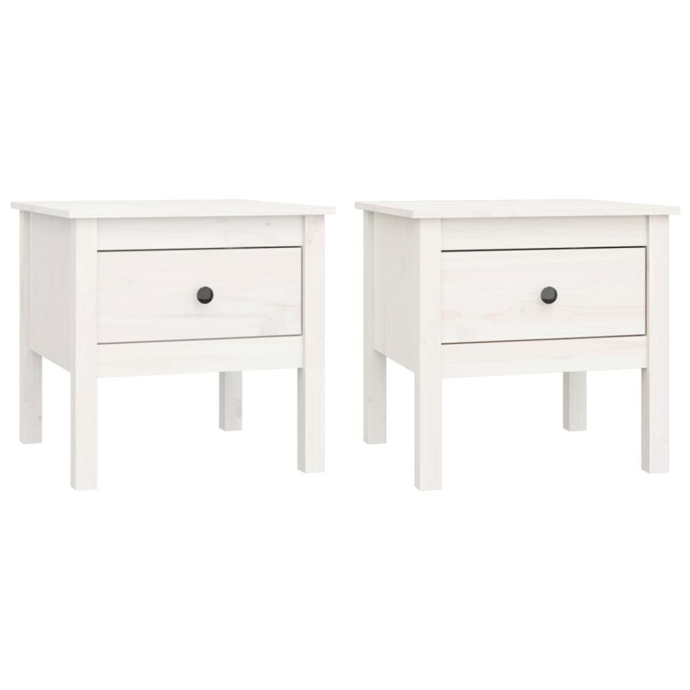 Vidaxl (White, 50 X 50 X 49 Cm/2) 1/2X Solid Wood Pine Side Table Multi Colours 40X40x39 Cm/50X50x49 Cm