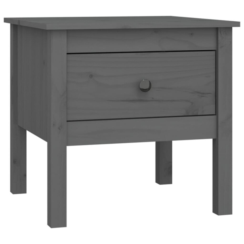 VidaXL Side Table - Grey - 50x50x49 cm - Solid Pine Wood - Image 2