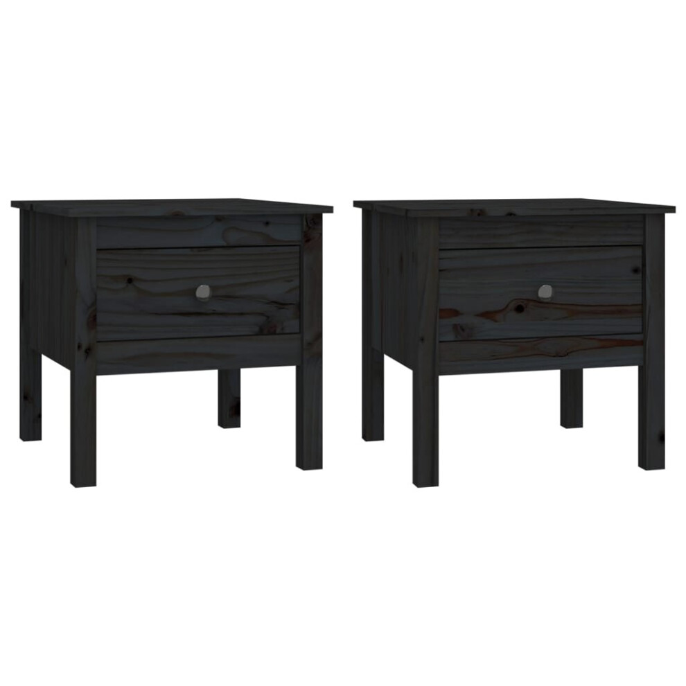 Vidaxl (Black, 50 X 50 X 49 Cm/2) 1/2X Solid Wood Pine Side Table Multi Colours 40X40x39 Cm/50X50x49 Cm