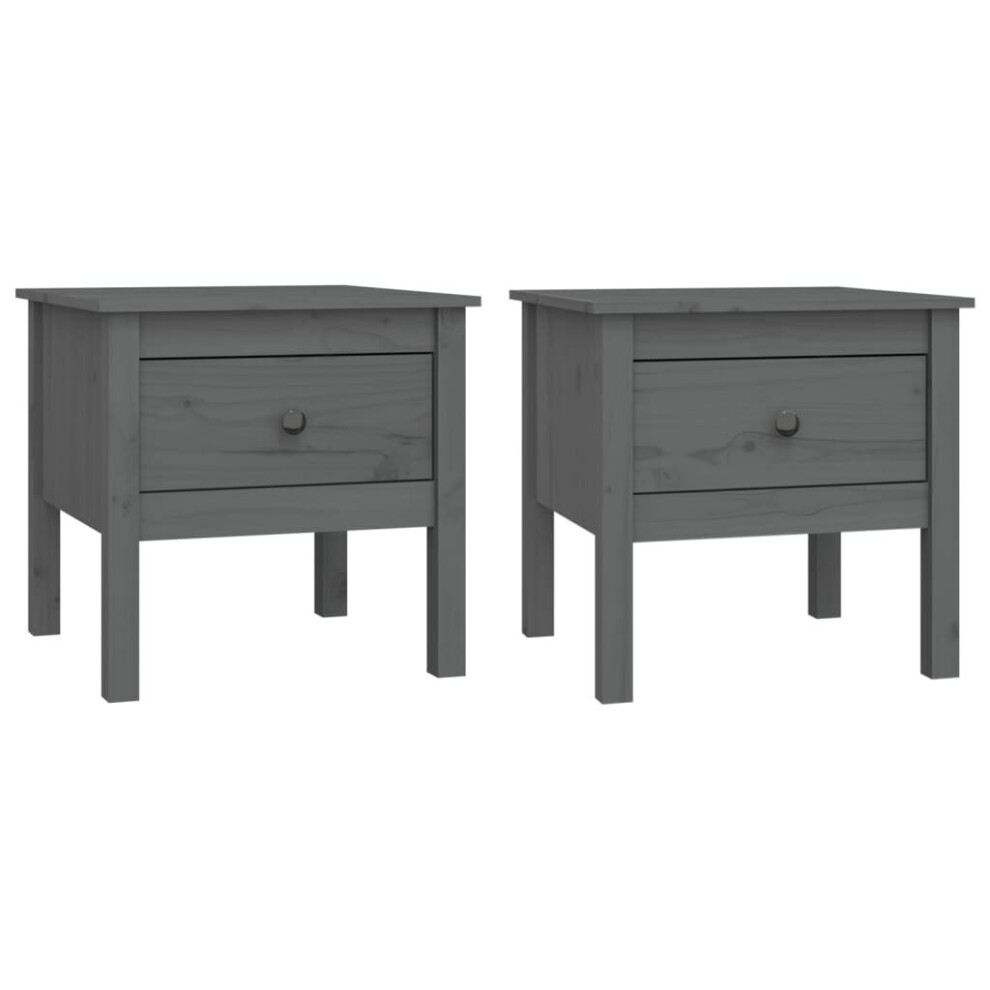 Vidaxl (Grey, 50 X 50 X 49 Cm/2) 1/2X Solid Wood Pine Side Table Multi Colours 40X40x39 Cm/50X50x49 Cm