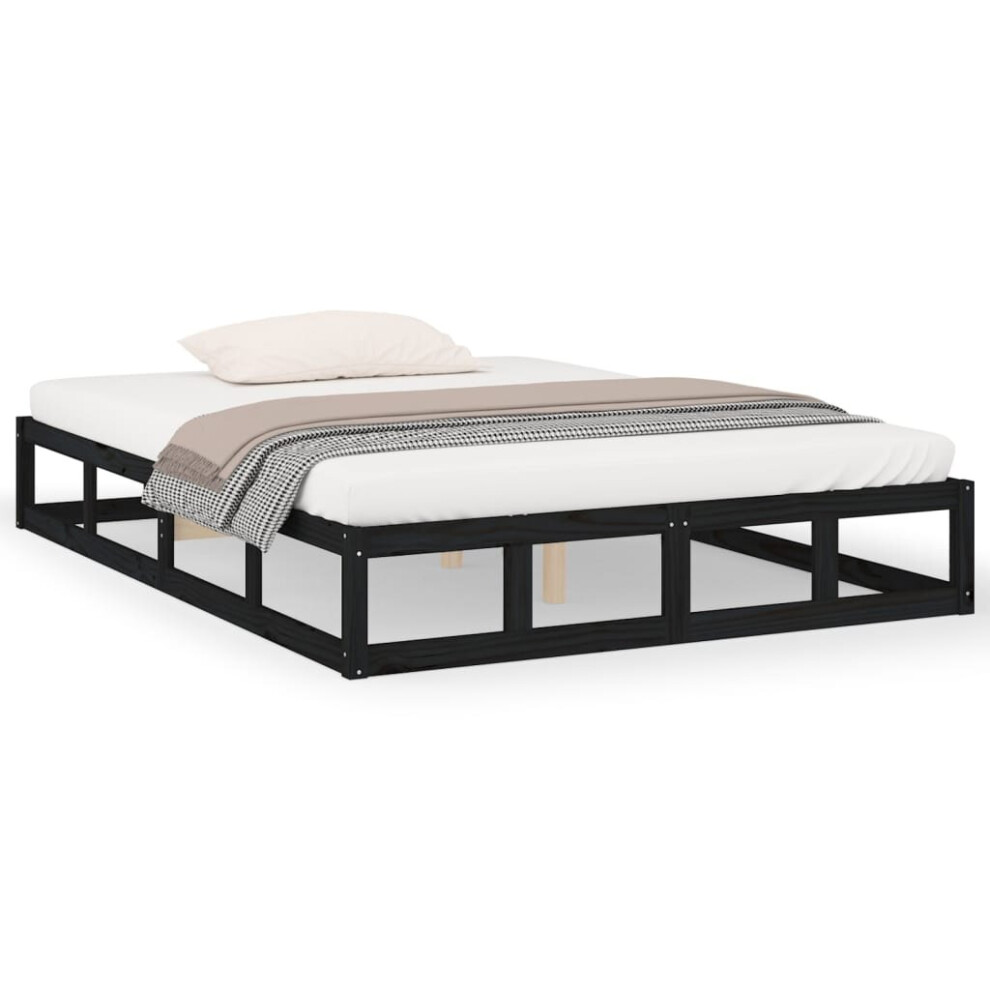 Vidaxl (Black, 160 X 200 Cm) Solid Wood Bed Frame Home Bedroom Bed Base Multi Colours Multi Sizes