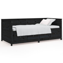 (black, 90 x 190 cm) vidaXL Day Bed Sleepover Sofa Occasional Guest Bed Sofa Bed Solid Wood Pine