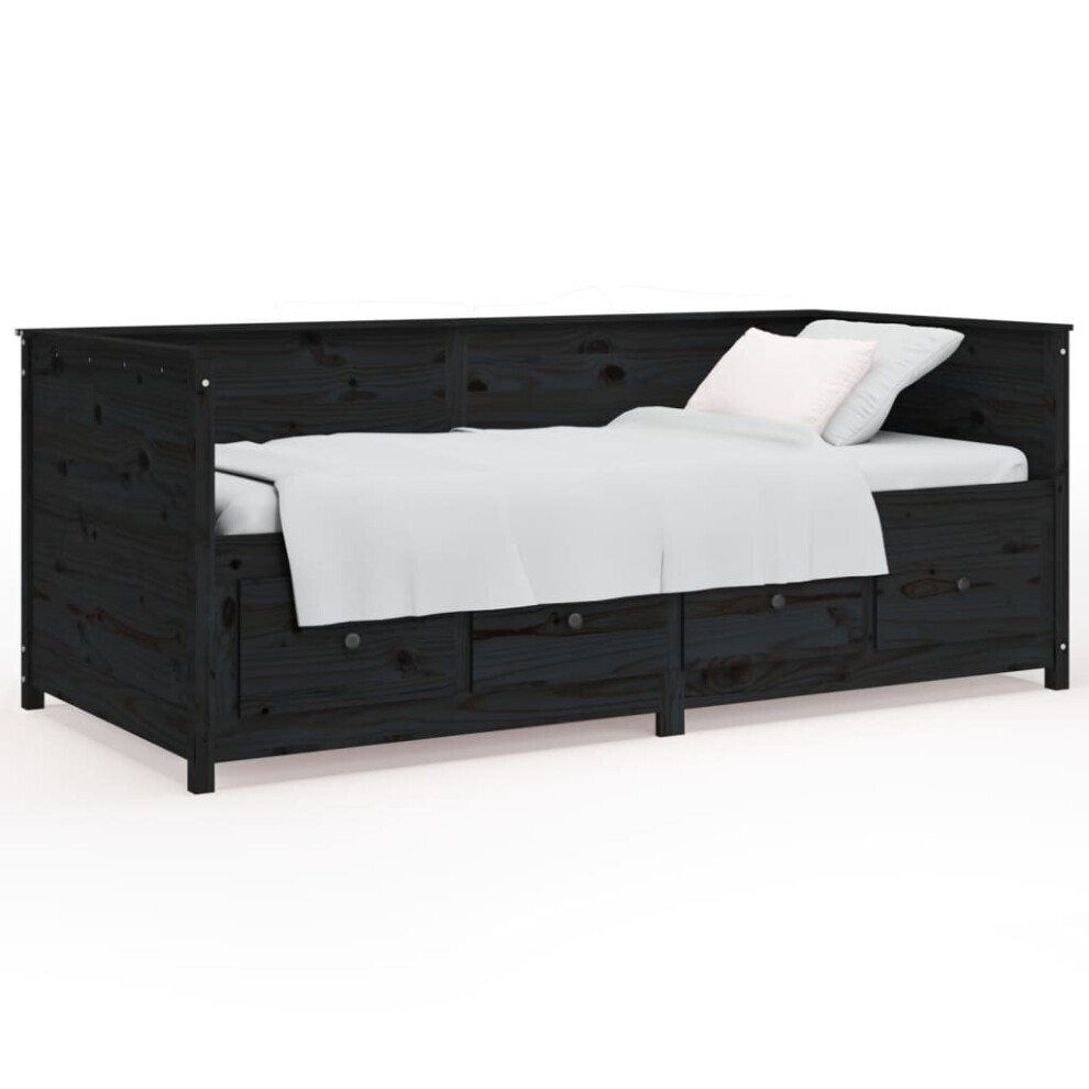 Vidaxl (Black, 90 X 190 Cm) Day Bed Sleepover Sofa Occasional Guest Bed Sofa Bed Solid Wood Pine