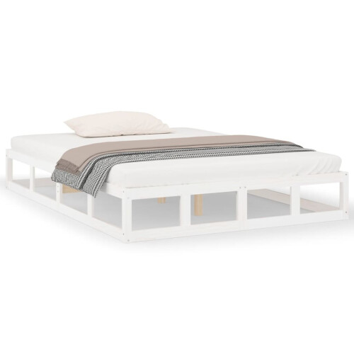 VidaXL (white, 135 x 190 cm) vidaXL Solid Wood Bed Frame Home Bedroom Bed Base Multi Colours Multi Sizes 1