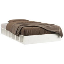 (white, 140 x 190 cm) vidaXL Bed Frame Home Wooden Bedstead Bed Base Mattress Foundation Solid Wood