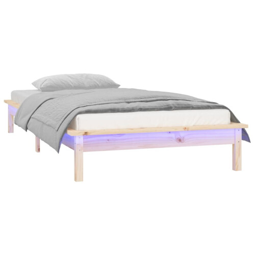 VidaXL (brown, 90 x 190 cm) vidaXL Solid Wood LED Bed Frame Home Bedstead Platform Bed Multi Colours/Sizes 1