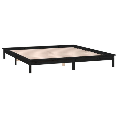 VidaXL (black, 200 x 200 cm) vidaXL Solid Wood LED Bed Frame Home Bedstead Platform Bed Multi Colours/Sizes 1