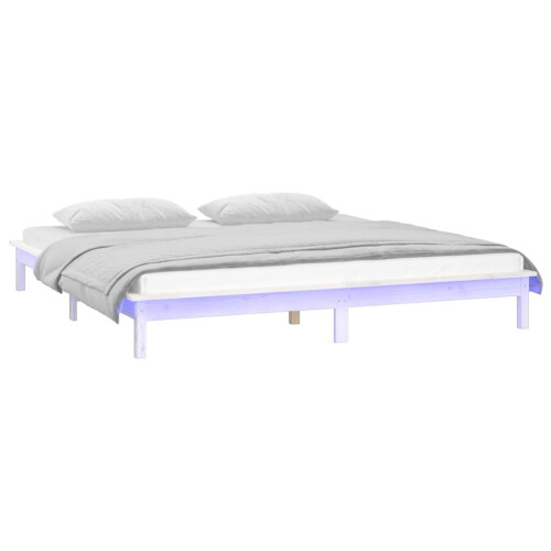 VidaXL (white, 120 x 190 cm) vidaXL Solid Wood LED Bed Frame Home Bedstead Platform Bed Multi Colours/Sizes 2