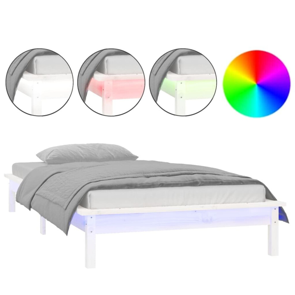 (white, 100 x 200 cm) vidaXL Solid Wood LED Bed Frame Home Bedstead Platform Bed Multi Colours/Sizes