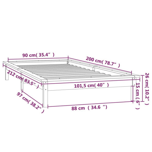 VidaXL (black, 90 x 200 cm) vidaXL Solid Wood LED Bed Frame Home Bedstead Platform Bed Multi Colours/Sizes 1