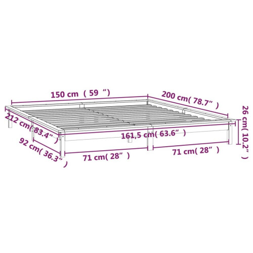 VidaXL (brown, 150 x 200 cm) vidaXL Solid Wood LED Bed Frame Home Bedstead Platform Bed Multi Colours/Sizes 1