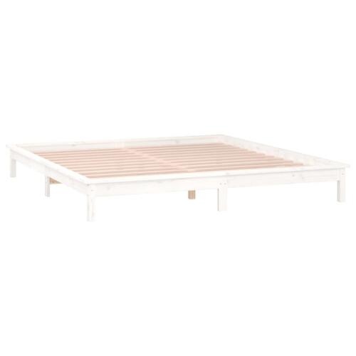 VidaXL (white, 135 x 190 cm) vidaXL Solid Wood LED Bed Frame Home Bedstead Platform Bed Multi Colours/Sizes 1