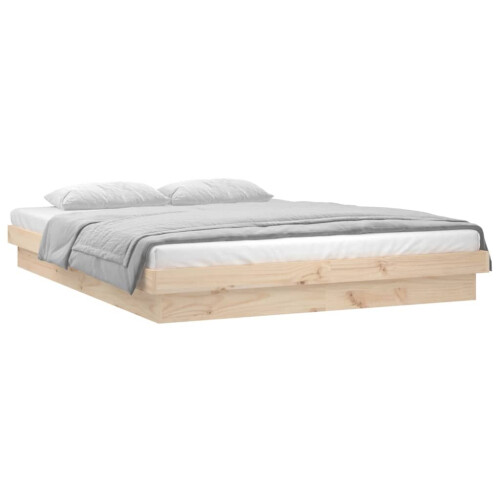 VidaXL (brown, 135 x 190 cm) vidaXL LED Bed Frame Mattress Foundation Bedstead Platform Bed Base Solid Wood