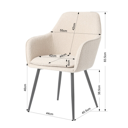 Helena Accent Chair -  Boucle  - With Black Legs - Cream 1
