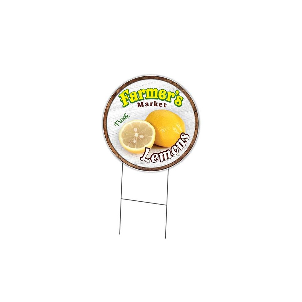 SignMission C-16-CIR-WS-Lemons Corrugated Plastic Sign with Stakes 16 in. Circular - Farmers Market Lemons-image-OPC-P9VRDZ2-NEW