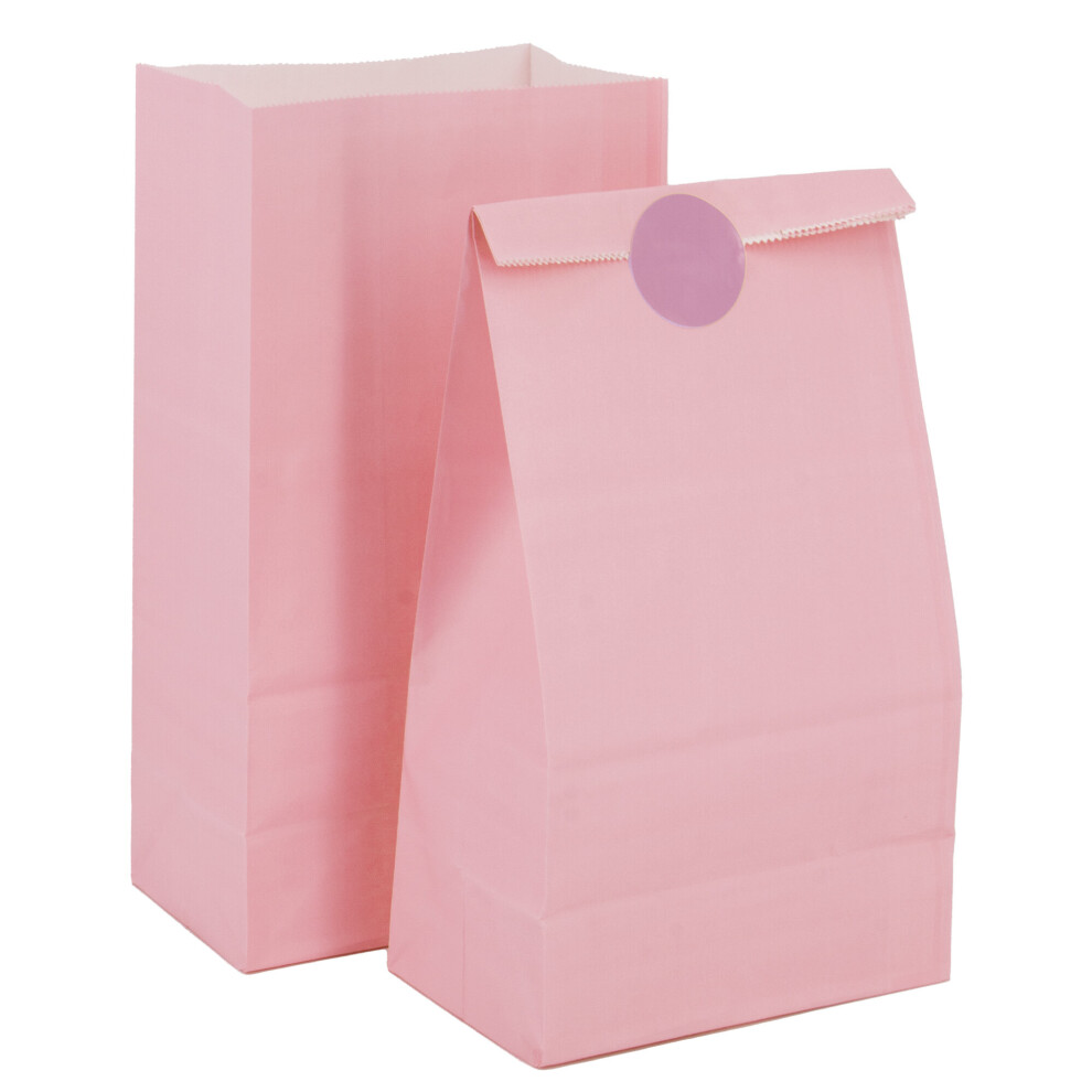(Baby Pink, 100PCS) Time to Sparkle Paper Party Bag Kraft treat Bags Flat Goodie Cookie Popcorn Party Gift Party Dot-Colourful Wedding Birthday