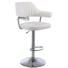 White PALOMA Faux Leather Bar Stool, swivel, adjustable