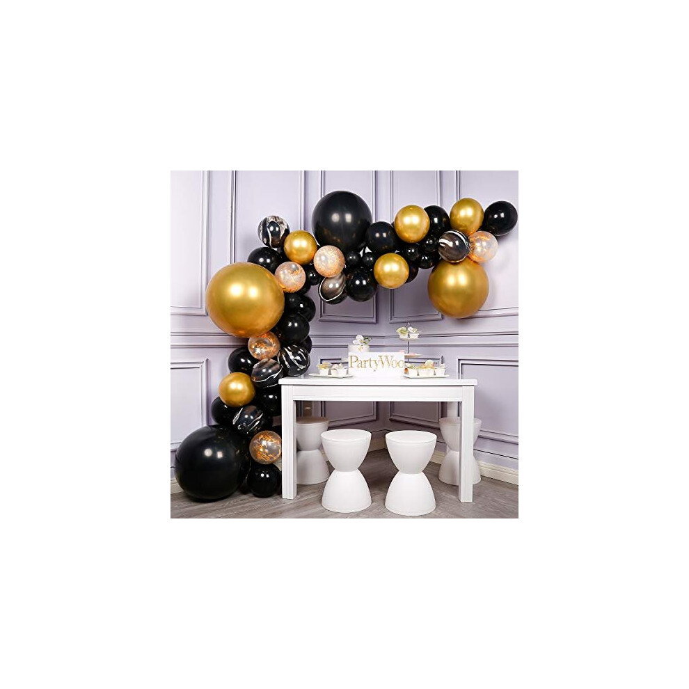 PartyWoo Black and Gold Balloons, 59 pcs Black Balloons, Gold Balloons, Gold Metallic Balloons, Gold and Black Party Decorations, Graduation Deco