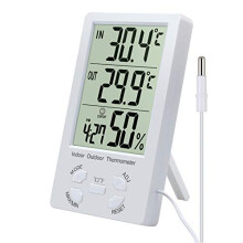 eSynic Hygrometer Thermometer Digital LCD Display Humidity Measurement Portable Indoor Outdoor Temperature Meter Probe Sensor for Weather Station