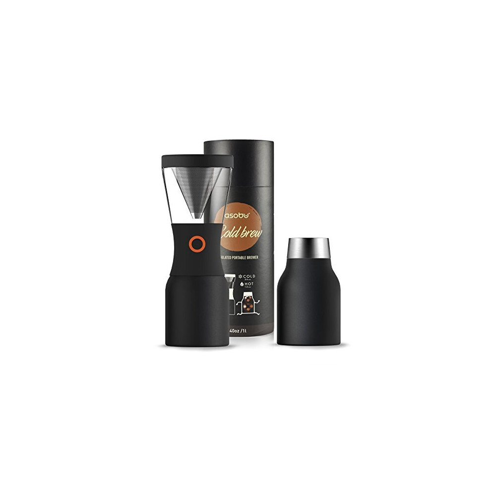 Asobu Coldbrew Portable Cold Brew Coffee Maker With A Vacuum Insulated 34Oz Stainless Steel 18/8 Carafe Bpa Free