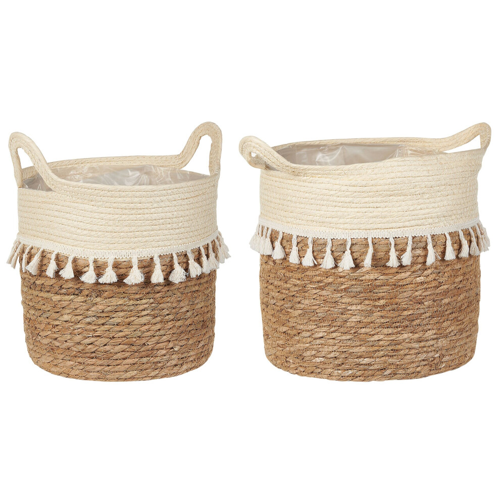 Set of 2 Seagrass Plant Pot Baskets Natural MATIKU