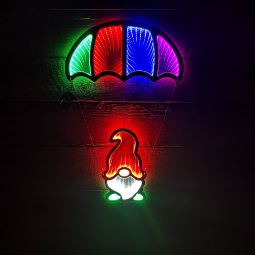 Samuel Alexander 60cm Multicoloured Infinity LED Hanging Parachute Christmas Gnome Gonk Light