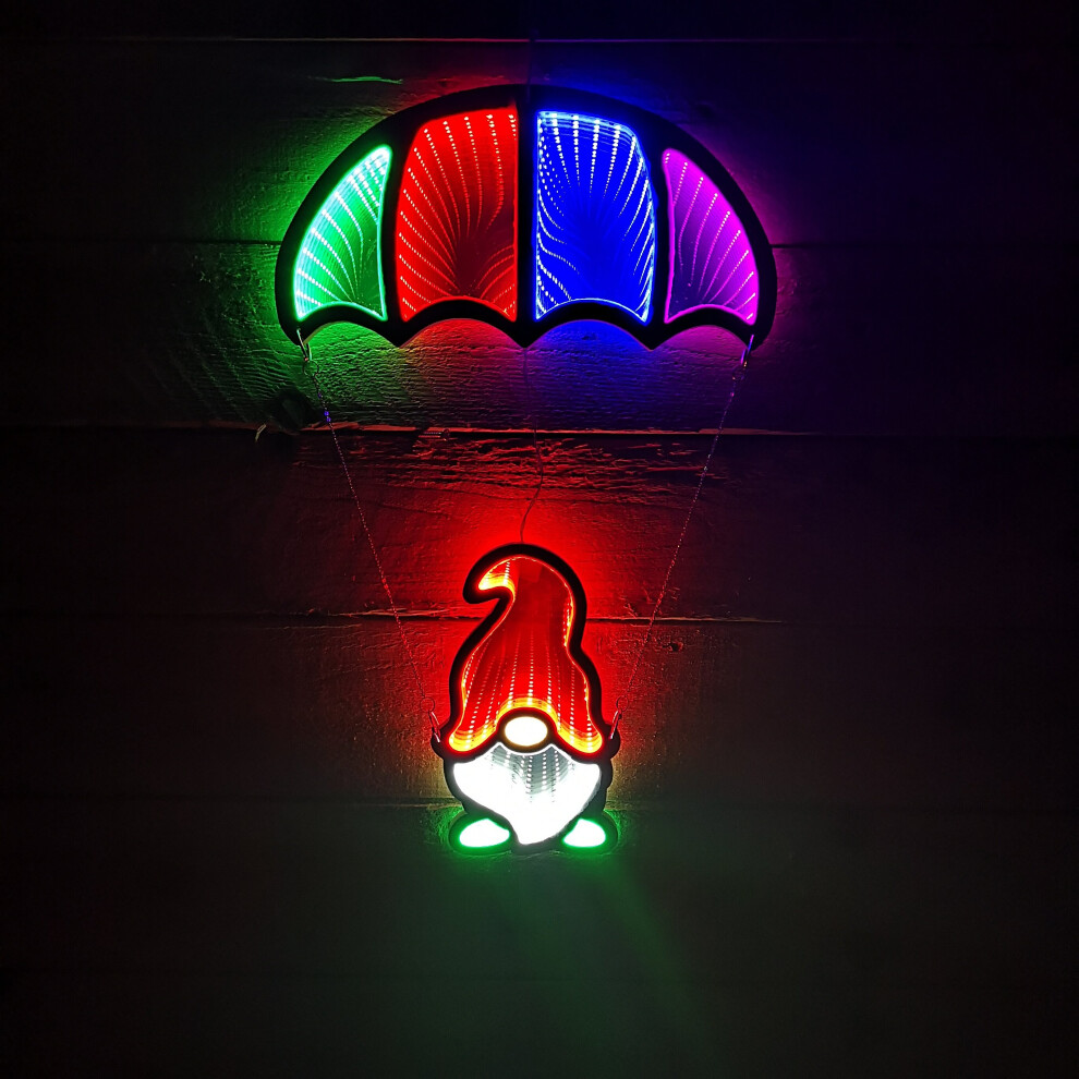 Samuel Alexander 60Cm Multicoloured Infinity Led Hanging Parachute Christmas Gnome Gonk Light