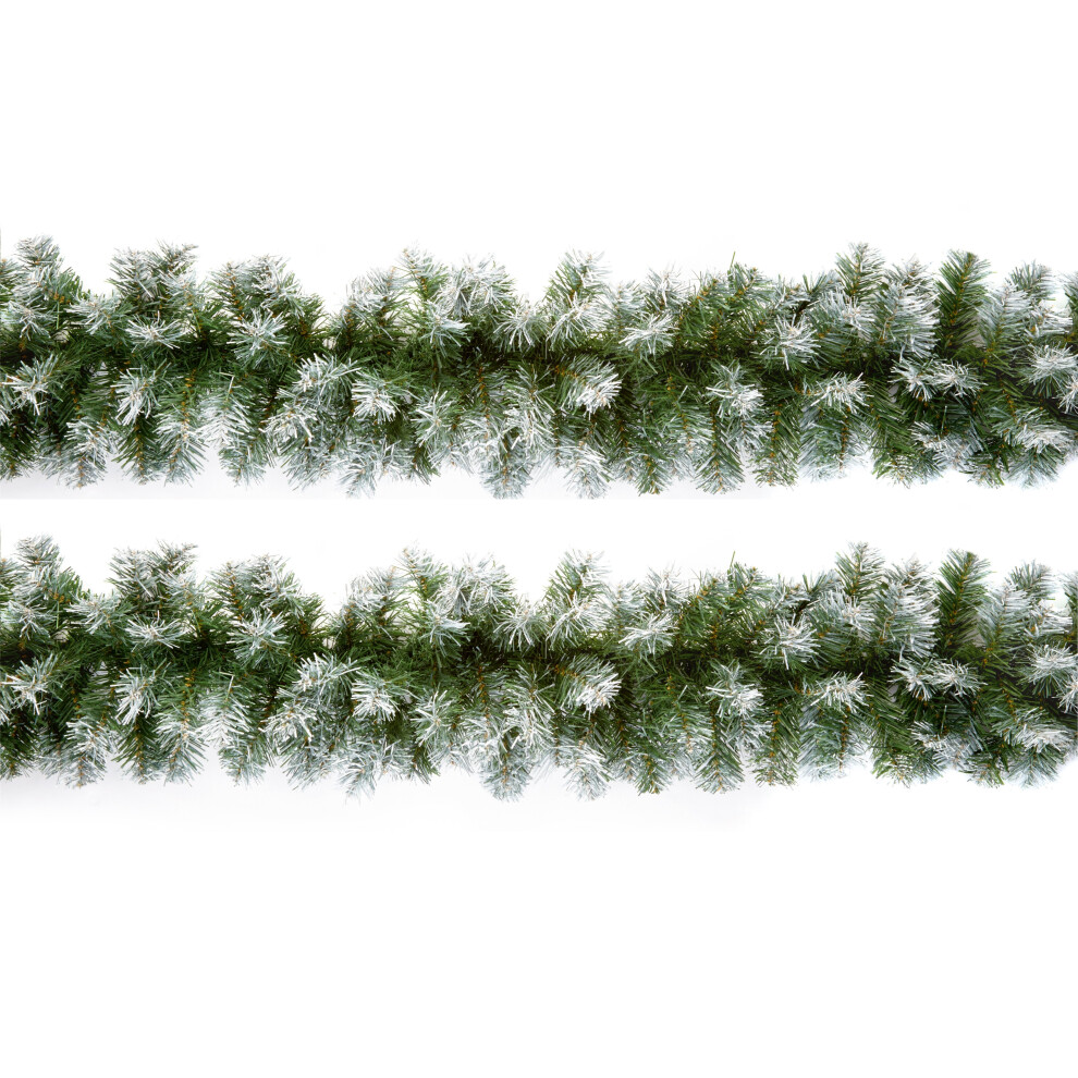 Premier 2 X Artificial Christmas Garland Snow Tipped Green Garland 2.7M