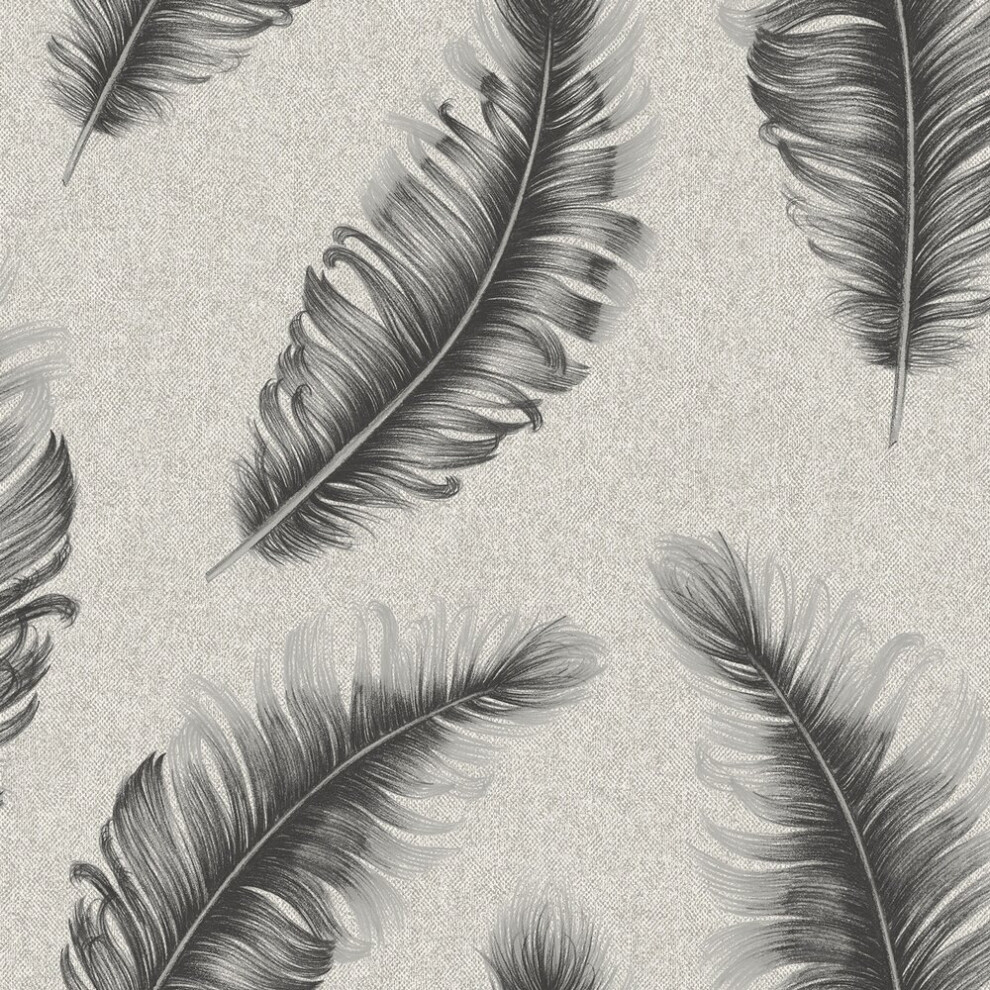 Belgravia Decor Ciara Feather Gunmetal Wallpaper Gb4401 8014573044011
