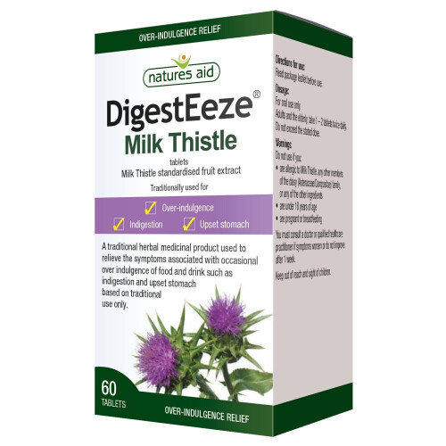 Natures Aid Natures Aid DigestEeze Milk Thistle Over Indulgence Natural Relief 60 Tablets