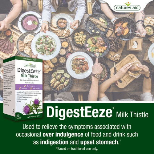 Natures Aid Natures Aid DigestEeze Milk Thistle Over Indulgence Natural Relief 60 Tablets 1