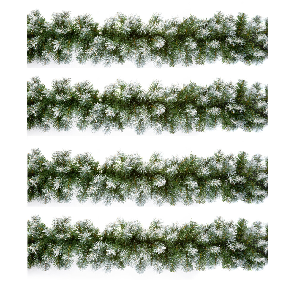 Premier 4 X Artificial Christmas Garland Snow Tipped Green Garland 2.7M