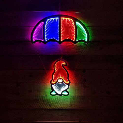 Samuel Alexander 85cm Multicoloured Infinity LED Hanging Parachute Christmas Gnome Gonk