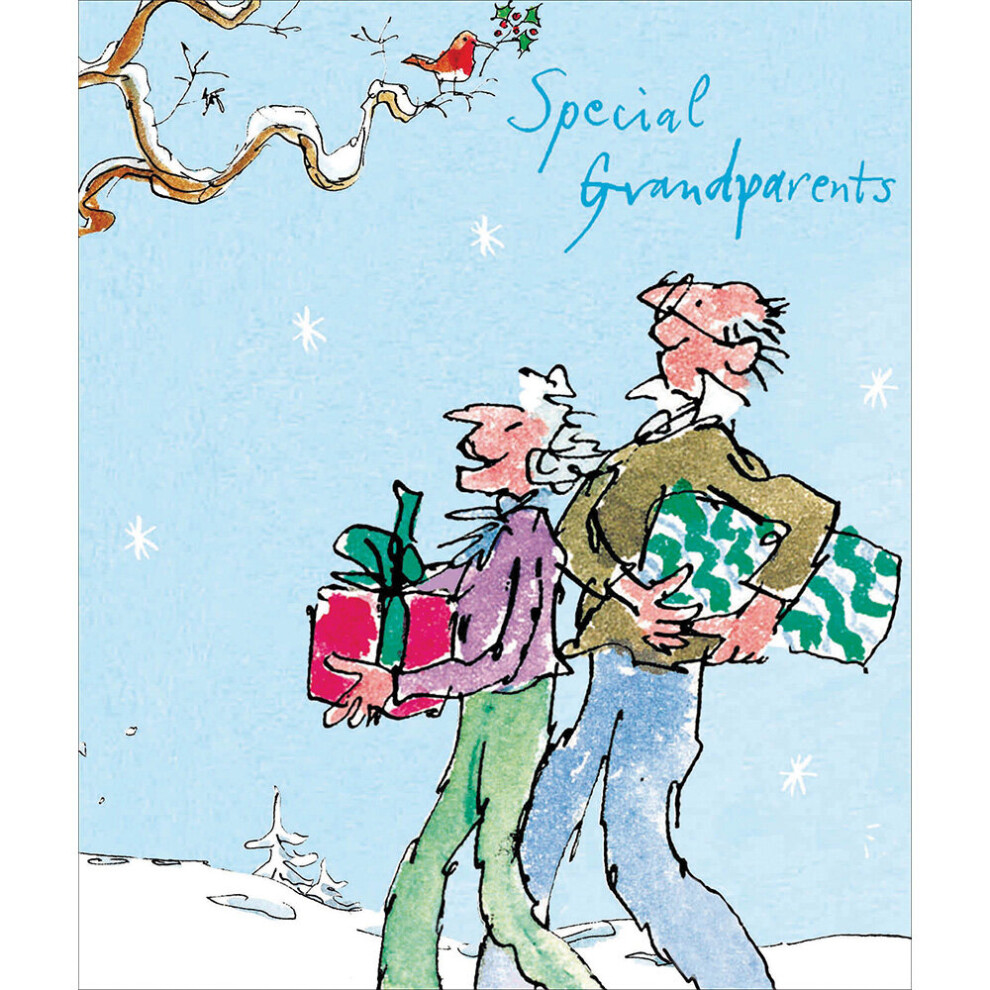 Lovely Special Grandparents Christmas Card  Quentin Blake Presents Illustration