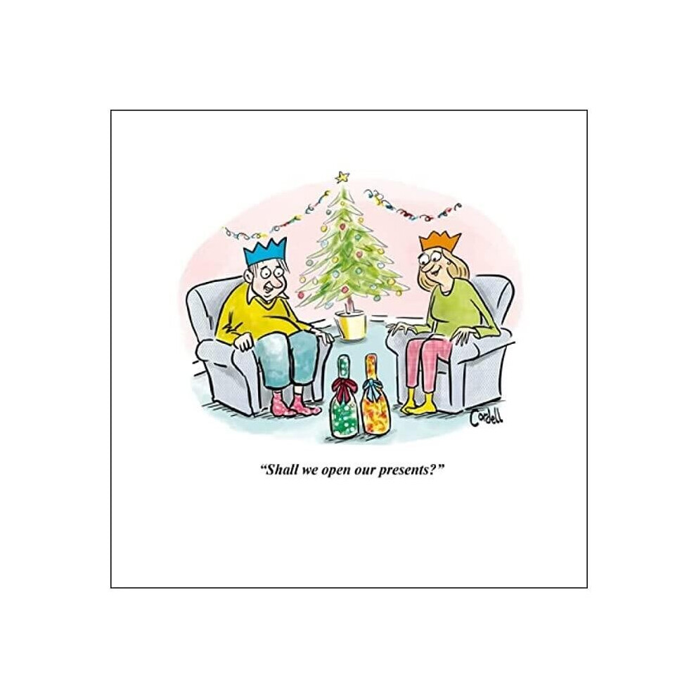 Woodmansterne Funny Open Christmas Greeting Card - Christmas Morning - Open Our Presents - From The Cordell Cartoons Range - Suitable For Him / For He
