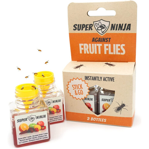 Super Ninja Fruit Fly Trap - 2 Pack - Highly Effective Ecological Fruit Fly Traps Indoor - Environmentally - Responsible Fruit Fly Killer