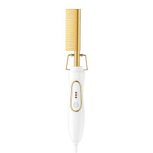 (White, UK Plug) Hair Straightener Electric Heating Comb Portable Styling Hairbrush For Wet Dry Hair