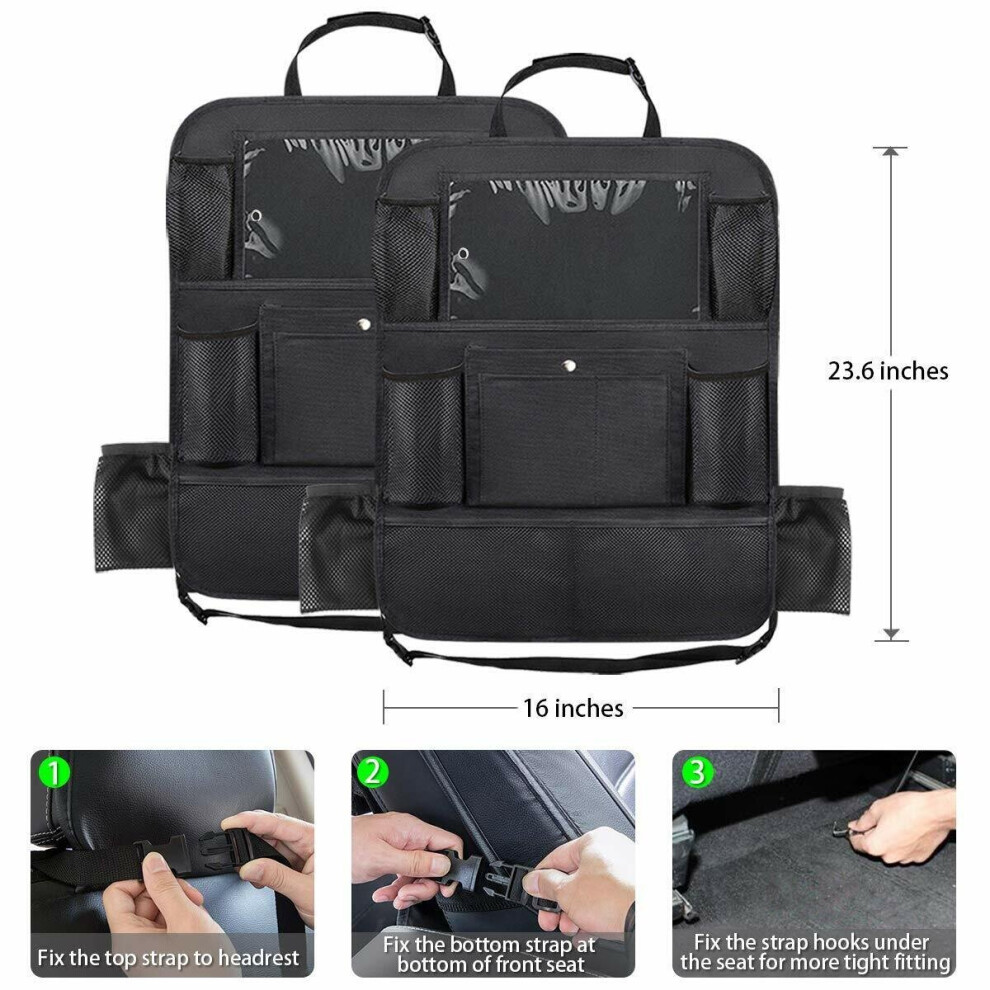 Car Backseat Organizer 2 Pack 11 Storage Pockets Kick Mats Organiser 5060462210107