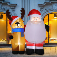 1.5M Large Inflatable Santa Claus & Elk with Light Ornament Christmas Decor