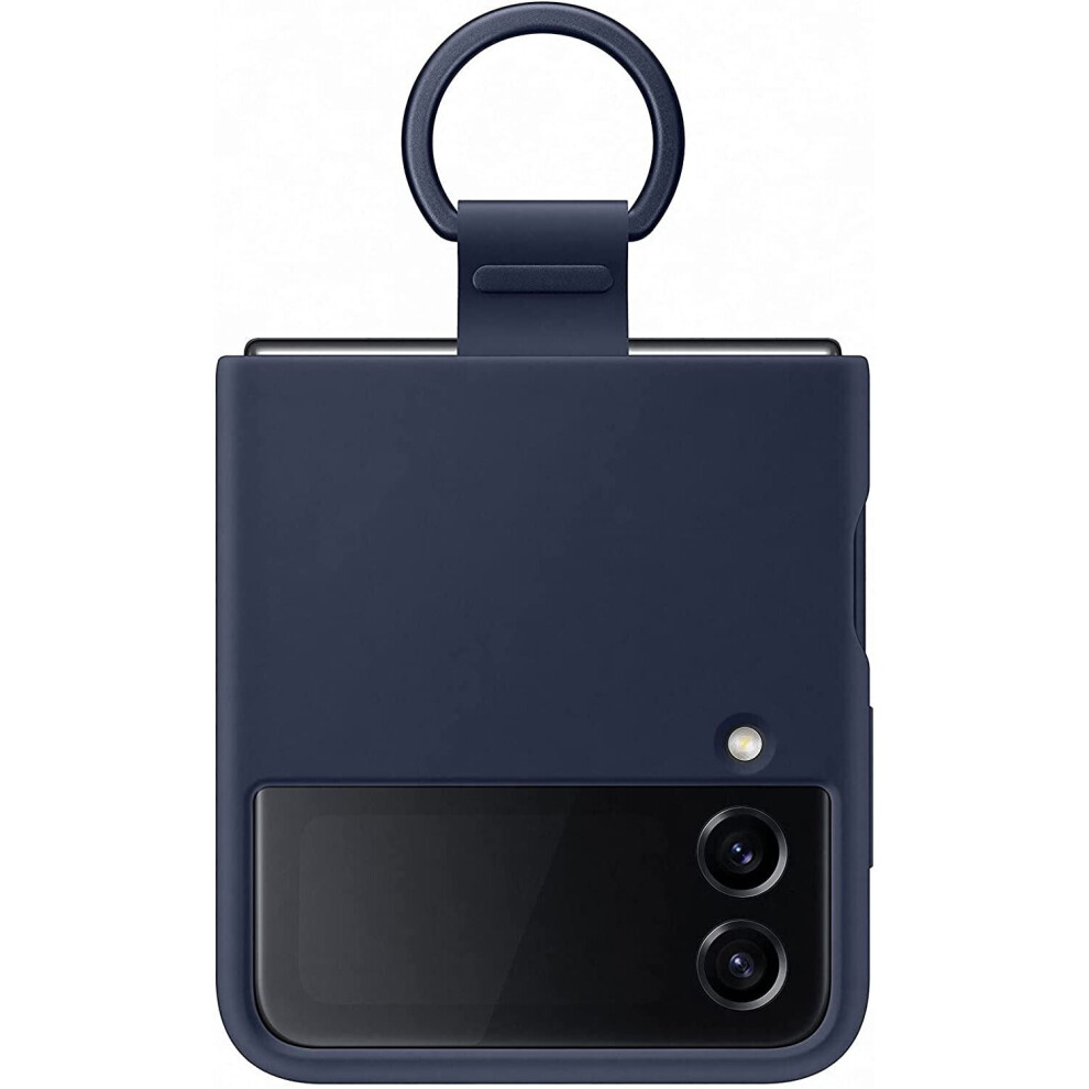 Genuine / Official Samsung Galaxy Z Flip4 Silicone Case / Cover with Ring Blue - Image 3