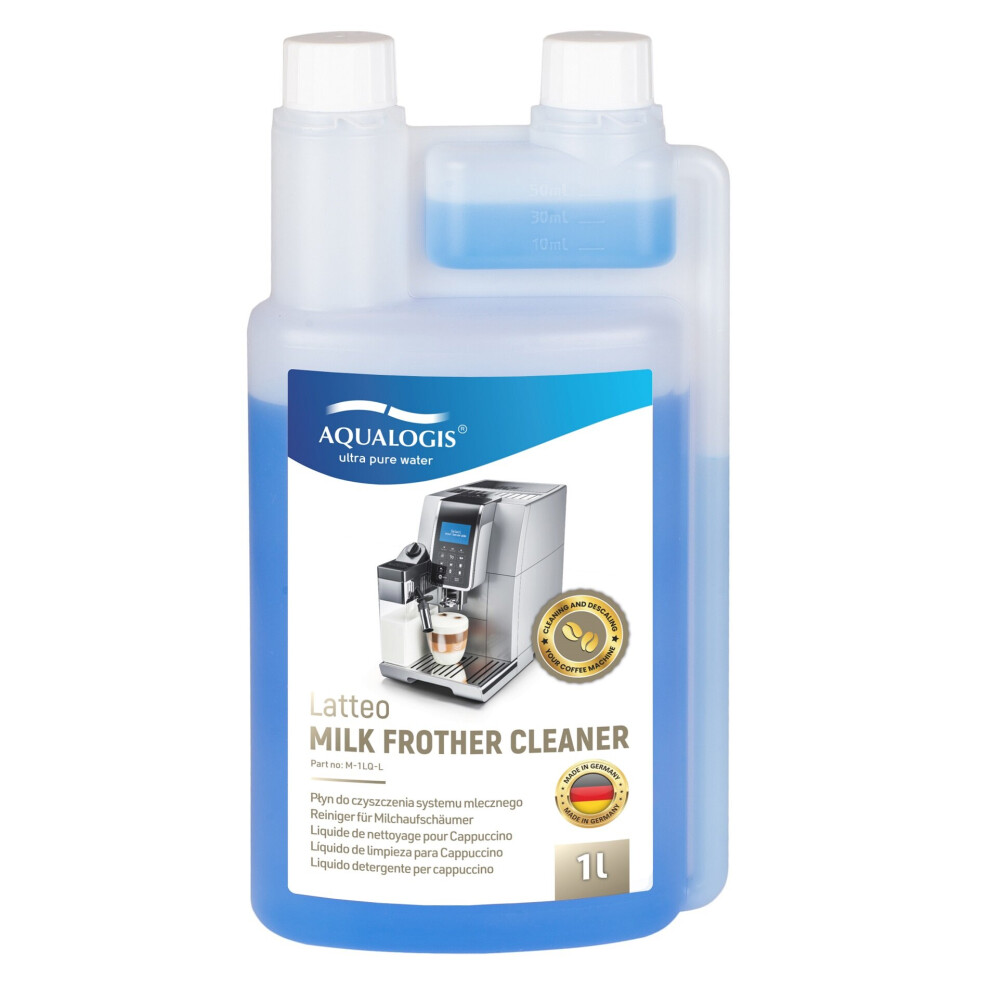 Aqualogis Cleaneo Milk Frother Cappuccino Cleaner Liquid Concentrate For Jura, Krups, Philips 1L