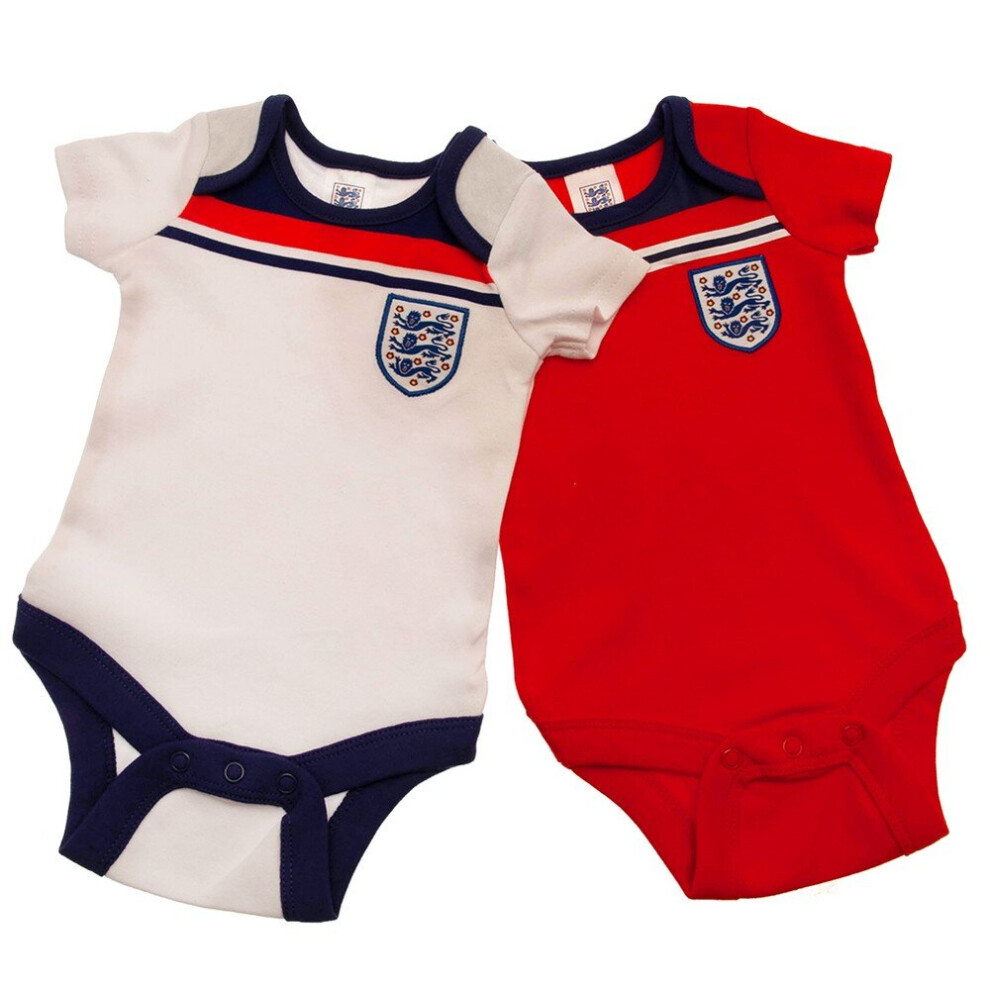 (3-6 Months, White/Red/Blue) England FA Baby Retro Bodysuit