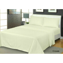 (Cream, King) Thermal Flannelette Soft Brushed 100% Cotton Fitted Sheet 32cm Extra Deep