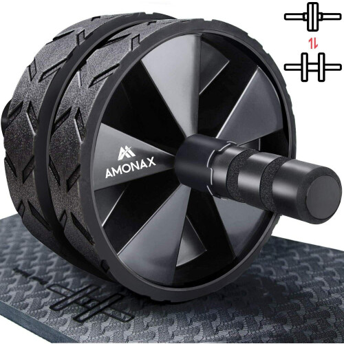 Convertible Ab Wheel Roller with Large Knee Mat for Core Abs Rollout