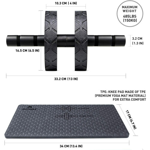 Convertible Ab Wheel Roller with Large Knee Mat for Core Abs Rollout 2
