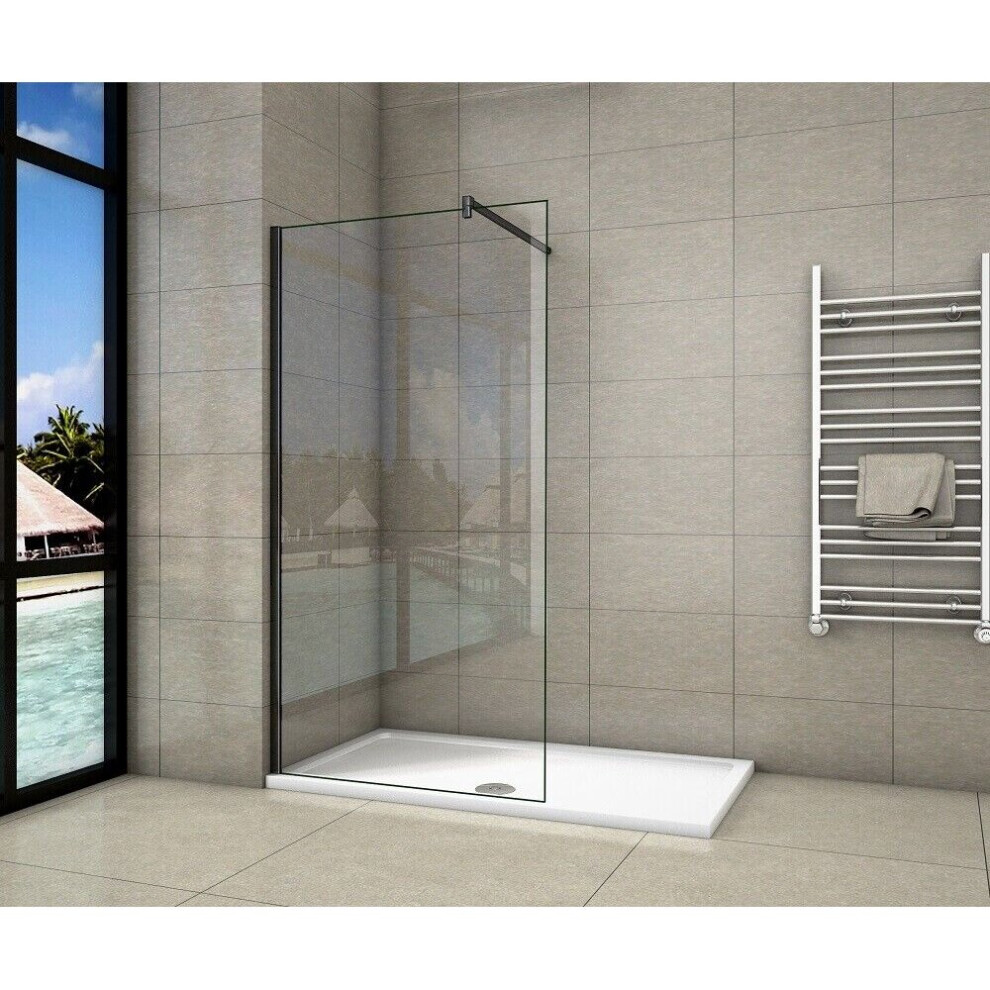 Aica (1200X2000mm) Matt Black Frame 8Mm Easy Clean Glass Walk In