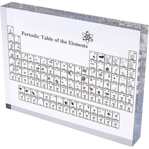 (17 x 12 cm) Periodic Table Acrylic Display Stand With Real Elements Desktop Decoration