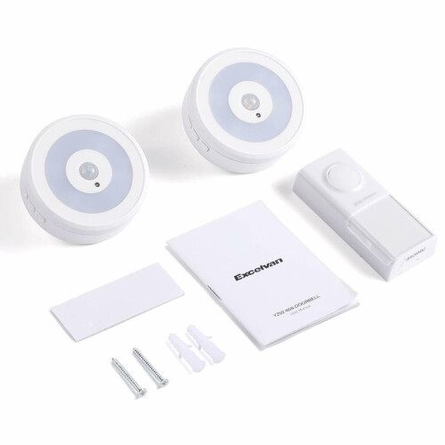 IP55 Wireless Doorbell with 2 Receivers, 400ft Range (White)